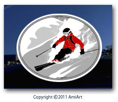 Bumper Stickers, Decals & Magnets AmiArt SPORT Ski-decal bumper sticker- S-11