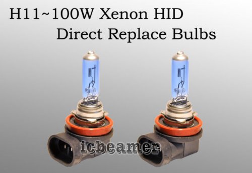 H11 100W pair Low/ Fog Light Xenon HID Super White Replacement Bulbs Headlight Bulbs H11x2-HID-DOT