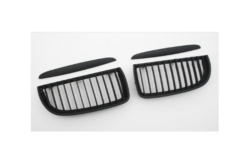 BMW E90 3-Series 2005-2008 Pre-Facelift Front Euro Matte Black Kidney Grills Grilles autobizpro ZV12253