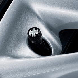 Genuine OEM MINI Cooper Valve Stem Caps (Black with Black Jack Pattern) Stem Caps 36112211235-new