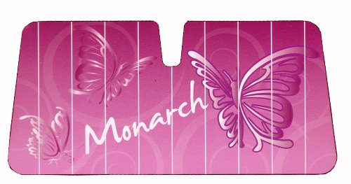 Pink & White Monarch Butterfly w/ Script Car Truck SUV Front Windshield Sunshade - Accordion Style Sunshades LA Auto Gear AS509