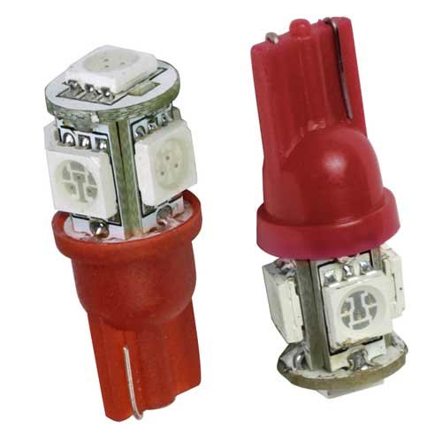 Red 194 T10 168 LED 5 SMD bulbs for car truck license plate light, side light, 2pc Bulbs TunedbyMatrix MTX-X-86