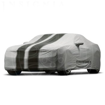 Outdoor Car Cover Gray with Black Stripes and Camaro Logo GM# 92223304 Fits Convertibles Custom Fit General Motors 92223304