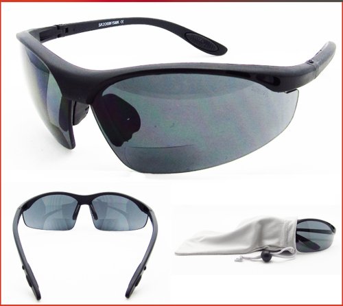 Goggles Bikershades Half frame bifocal smoke with microfiber cleaning case