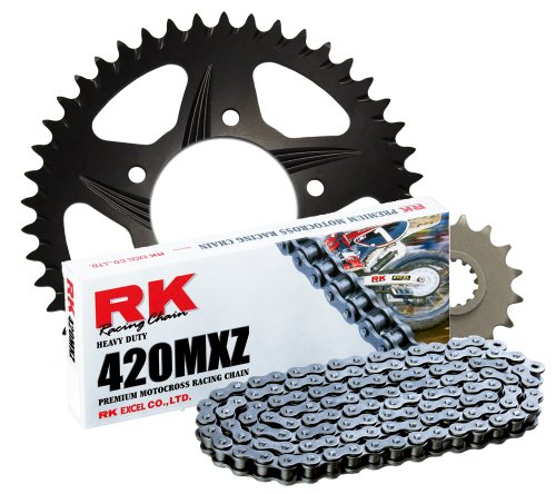 RK Racing Chain 1002-968ZB Black Aluminum Rear Sprocket and 420MXZ Chain Race Kit Chain & Sprocket Kits RK Racing Chain 1002-968ZB