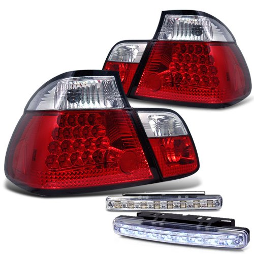 Rxmotoring 1999 Bmw 330I Tail Lights Led + 8 Led Bumper Fog Lamp Bulbs RXMOTOR ALT-YD-BE4699-4D-LED-RC+CBL-DRL-8LED-C