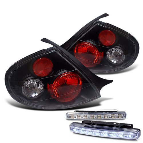 Rxmotoring 2000 Dodge Neon Xlt Tail Light + 8 Led Bumper Fog Lamp Bulbs RXMOTOR ALT-YD-DN00-BK+CBL-DRL-8LED-C
