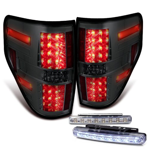 Rxmotoring 09-11 Ford F150 Tail Lights + 8 Led Bumper Fog Lamps Tail Lights RXMOTOR ALT-YD-FF15009-LED-SM+CBL-DRL-8LED-C
