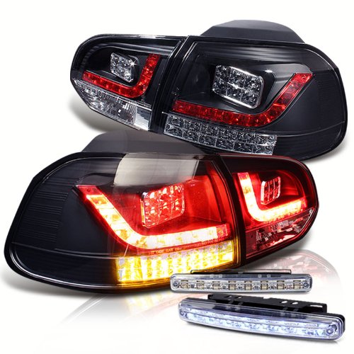 Rxmotoring 2010 2011 Volkswagen Golf Tail Lights + 8 Led Bumper Fog Lamps Categories RXMOTOR ALT-YD-VG10-LED-BK+CBL-DRL-8LED-C