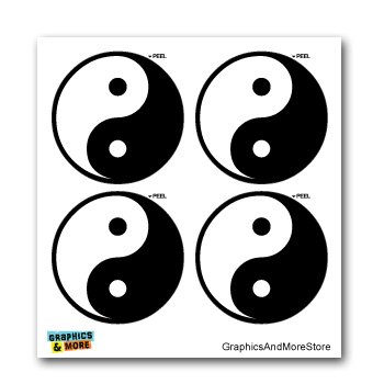 Yin and Yang Asian Chinese Symbol - Set of 4 - Window Bumper Laptop Stickers Bumper Stickers, Decals & Magnets Graphics and More S8236