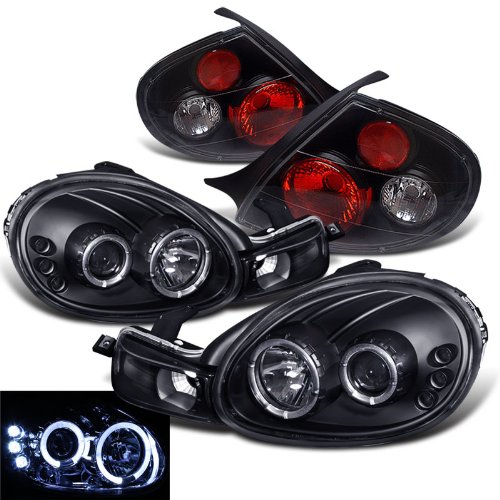Rxmotoring 2000 Dodge Neon Projector Headlights + Tail Light Headlight Bulbs RXMOTOR PRO-YD-DN00-HL-BK+ALT-YD-DN00-BK