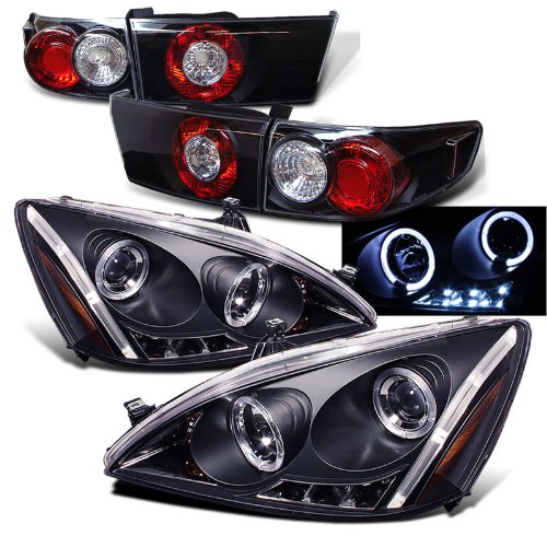 Rxmotoring 2003-2005 Honda Accord Projector Headlights + Tail Light Headlight Bulbs RXMOTOR PRO-YD-HA03-AM-BK+ALT-YD-HA03-4D-BK