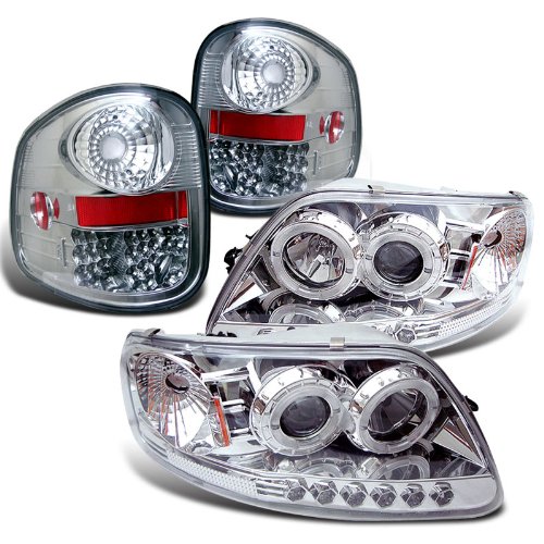 Rxmotoring 2002 Ford F150 Headlights Projector + Tail Light Headlight Bulbs RXMOTOR PRO-YD-FF15097-1PAMC+ALTYDFF15097FSLEDC