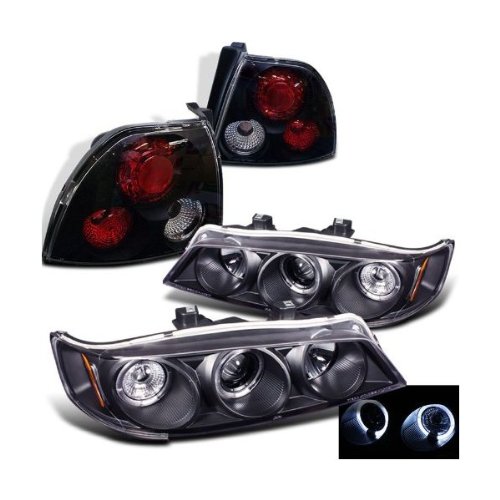 Rxmotoring 1994 1995 Honda Accord Headlights Projector + Tail Light Headlight Bulbs RXMOTOR PRO-YD-HA94-AM-BK+ALT-YD-HA94-BK