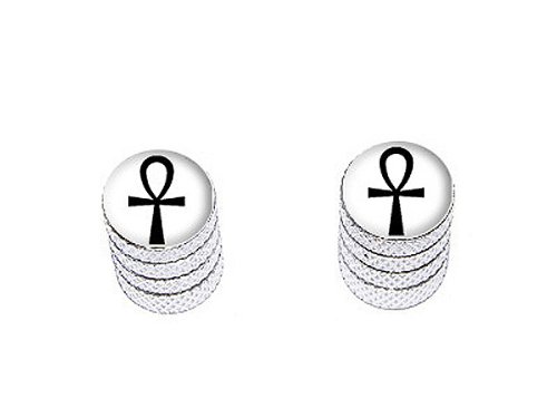 Ankh Cross Design - Tire Rim Wheel Valve Stem Caps - Motorcycle Bike Bicycle - Aluminum Valve Stems & Caps Graphics and More V290_2_Aluminum