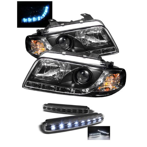 Headlight Assemblies Carpart4u PRO-YD-AA495-DRL-BK+8LED-BK