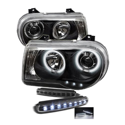 Headlight Assemblies Carpart4u PRO-YD-C300C-CCFL-BK+8LED-BK