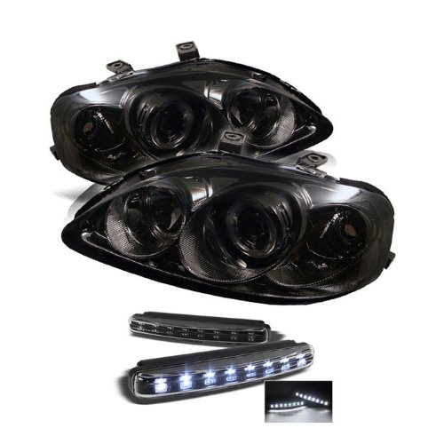 Honda Civic Halo Smoke Projector Headlights Headlight Assemblies Carpart4u PRO-YD-HC99-AM-SMC+8LED-BK