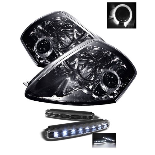 Mitsubishi Eclipse Halo Smoke Projector Headlights Headlight Assemblies Carpart4u PRO-YD-ME00-HL-SMC+8LED-BK