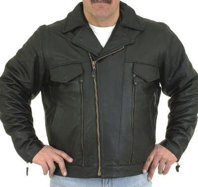 Tall & Big Leather Motorcycle Jackets, Mens Vented Leather Jacket with Zipper Air Vents and Zip Out Lining, Jackets available in all sizes, Size : 3XL, XXX-Large, 52 to 54 Jackets & Vests Billys Biker Gear MJ800-01-T54