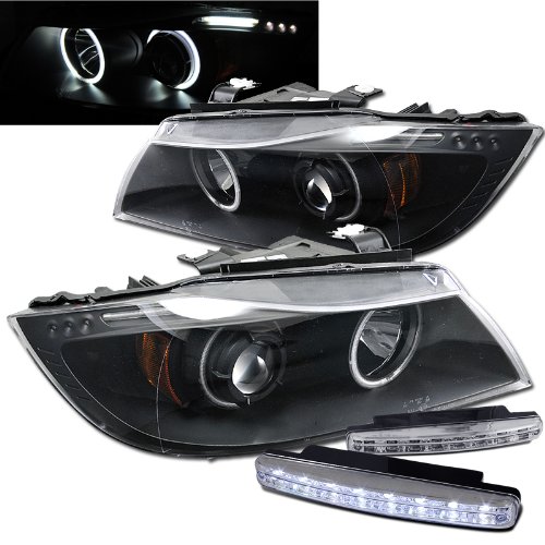 Bmw 325I 330I 328I 335I Sedan Projector Headlights + 8 Led Fog Bumper Light Headlight Bulbs RXMOTOR 02-AZ-B306-PBC-RFV-4D-A+CBL-DRL-8LED-C