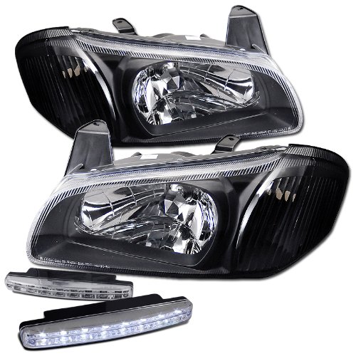 2000-2001 Nissan Maxima Headlights Lamps + 8 Led Fog Bumper Light Headlight Bulbs RXMOTOR 02-AZ-NM00-B+CBL-DRL-8LED-C