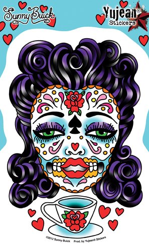 Sunny Buick - Tea Sugar Skull Lady - Sticker / Decal Bumper Stickers, Decals & Magnets Sunny Buick JA540