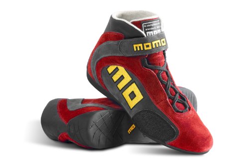 MOMO Fireproof Top GT Boot - Red / Grey Suede Leather - FIA approved Nomex - Size 40 - Part # R572 R40 Racing Apparel MOMO R572 R40