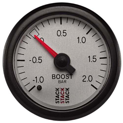 Stack ST3181 Silver 52mm -1 to 2 Bar Universal T-Fitting Mechanical Boost Pressure Gauge Engine Parts Stack ST3181