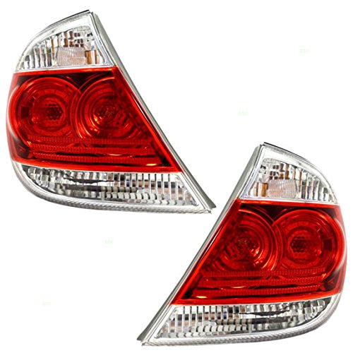 Driver and Passenger Taillights Tail Lamps with Chrome Trim Replacement for Toyota 8156006220 8155006210 Chrome Trim & Accessories AUTOANDART 6222-0010LR