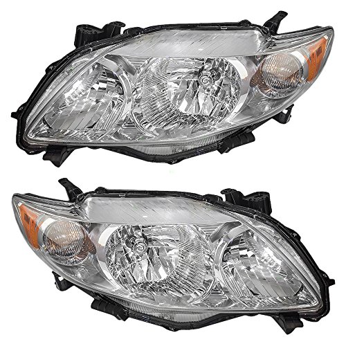 Driver and Passenger Headlights with Chrome Housing Replacement for Toyota USA 81150-02670 81110-02670 Headlight Assemblies AUTOANDART 6221-0121LR