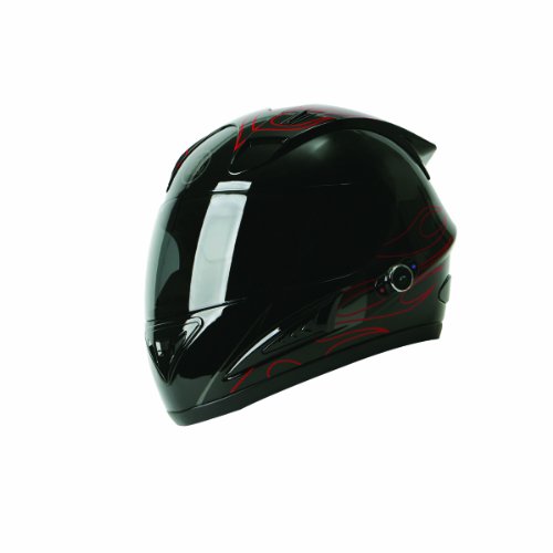 TORC T10B Prodigy Full Faced Helmet with Blinc 2.0 Stereo Bluetooth Technology and 'Coupe' Graphic (Flat Black, Small) Helmets TORC T10B-CP-FBK-S