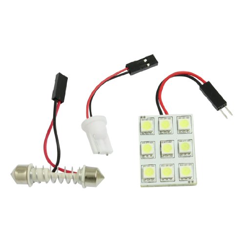 Vehicle White 9 SMD 5050 LED Festoon Light Lamp Panel T10 Dome Adapter DC 12V Interior Light Amico Amico