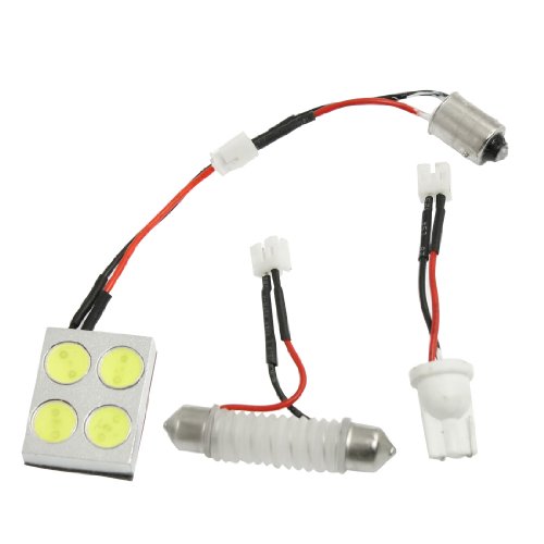 DC 12V LED Light Panel 4 SMD+T10+Ba9s Dome Festoon Bulbs Adapter White 4W Interior Light Amico Amico