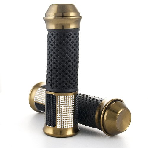 2x Universal Fit Anti-skid Black Rubber Gel Billet Olive Aluminum Bar End Plug Slider Hand Grip Left & Right 7/8 Handle Bar For Kawasaki Honda Yamaha Suzuki Street Sport Racing Standard Naked Bike Dirt Bike MX Cruiser Touring Motorcycle Grips Astra Depot M04-046-AL