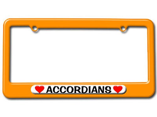 Accordians Love with Hearts License Plate Tag Frame - Color Orange Frames Graphics and More LP0475_Orange