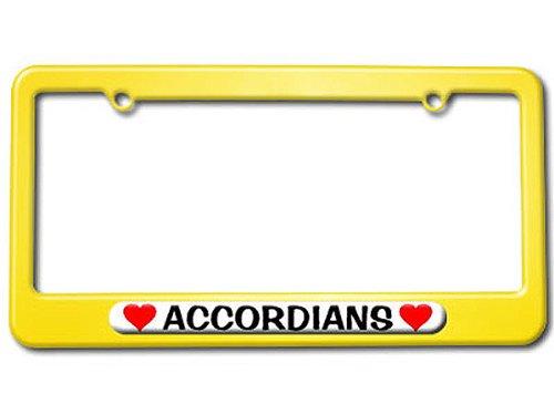 Accordians Love with Hearts License Plate Tag Frame - Color Yellow Frames Graphics and More LP0475_Yellow