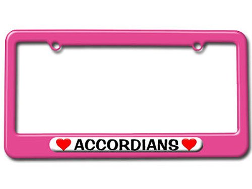 Accordians Love with Hearts License Plate Tag Frame - Color Pink Frames Graphics and More LP0475_Pink