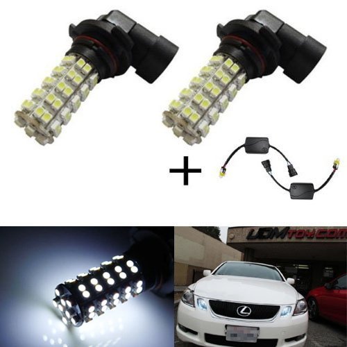 iJDMTOY Error Free 68-SMD 9005 LED Daytime Running Light Kit For Lexus IS GS ES LS RX SC GX and LX Bulbs iJDMTOY R4+SKU045-White