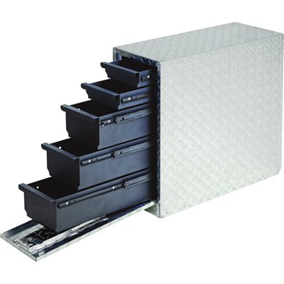 Wel-Bilt Locking Sliding Drawer Aluminum Truck Box - 5-Drawer, Vertical, Diam... Truck Bed Toolboxes Wel-Bilt