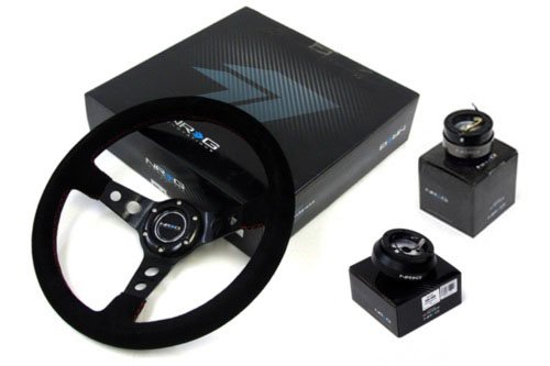 91-98 BMW 318 325 328 NRG 320MM Steering Wheel + Hub + Quick Release Combo Black 92 93 94 95 96 97 Steering System NRG Innovations 3-NRG-SRK-E36H-006S-2
