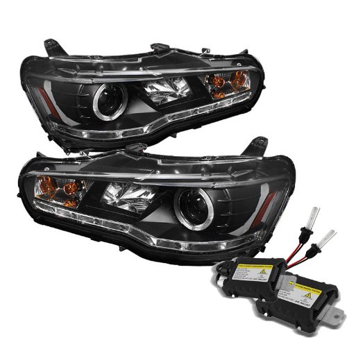 Headlight Assemblies Carpart4u CP4-PD-ML08-DRL-BK+6kH7-DC