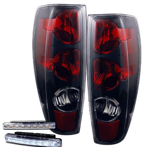 2004-2010 CHEVY COLORADO REAR BRAKE TAIL LIGHTS RED/CLEAR+LED BUMPER RUNNING Brake & Tail Light Assemblies RXMOTOR 03-CCLO2004TLAJM+CBL-DRL-8LED-C