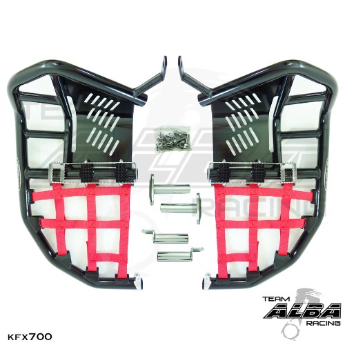 Kawasaki KFX 700 Propeg Nerf Bars Black/Red Nerf Bars Alba Racing Propeg Nerfbar RNB-199-T7 BR
