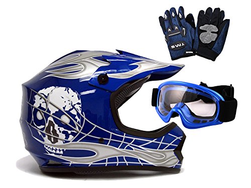 Helmets TMS HY-601-Blue/SilverSkull#15-L+AS10B+GV-B