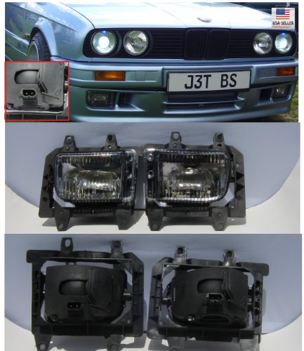 BMW 3-series E30 (85-93) 318is 320i 325is Factory OEM Style Fog Lights Clear lens Bulbs EAXIRACING 63-17-1-385-945 / 63-17-1-385-946