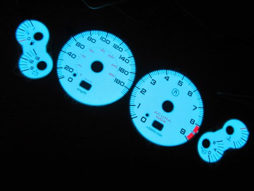 1992-2002 Acura NSX White Face Indiglo Glow Gauges for Instrument Cluster Gauge Sets  9202NSXWHT
