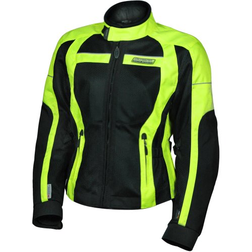 Olympia Switchback Women's Mesh Tech Street Racing Motorcycle Jacket - Black/Neon Yellow / Large Jackets & Vests Olympia Sports WJ208Z-L-AMA