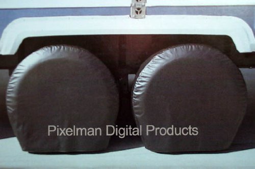 PAIR Storage Vinyl Tire Covers 30 - 32 Diameter Tires Black for RV, Trailers, Camper Fits 15 16 Rim Sizes Like 235/75/15, 245/75/15, 245/75/16, 265/75/15 Tire Covers PDP929480