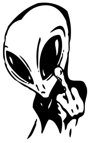 Alien Sticker 96 - 6 inch - White Bumper Stickers, Decals & Magnets Car Stickers Decals 19974B